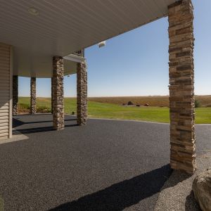 Rubber paved patio overlooking southern Alberta scenery